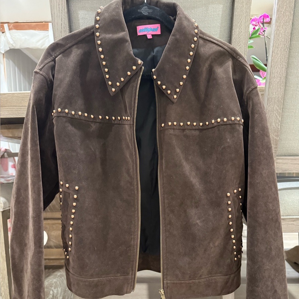 Edikted Dark Brown faux Suede Jacket